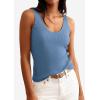 image:imagePRETTYGARDEN Womens Summer Sleeveless Tank Tops 2026 V Neck Ruffle Lightweight Ribbed Knit Shirt Casual Going Out TopGrey Blue