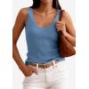 image:imagePRETTYGARDEN Womens Summer Sleeveless Tank Tops 2026 V Neck Ruffle Lightweight Ribbed Knit Shirt Casual Going Out TopGrey Blue