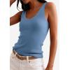 image:imagePRETTYGARDEN Womens Summer Sleeveless Tank Tops 2026 V Neck Ruffle Lightweight Ribbed Knit Shirt Casual Going Out TopGrey Blue