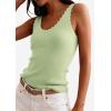image:imagePRETTYGARDEN Womens Summer Sleeveless Tank Tops 2026 V Neck Ruffle Lightweight Ribbed Knit Shirt Casual Going Out TopLight Green