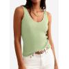 image:imagePRETTYGARDEN Womens Summer Sleeveless Tank Tops 2026 V Neck Ruffle Lightweight Ribbed Knit Shirt Casual Going Out TopLight Green