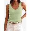 image:imagePRETTYGARDEN Womens Summer Sleeveless Tank Tops 2026 V Neck Ruffle Lightweight Ribbed Knit Shirt Casual Going Out TopLight Green