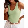 image:imagePRETTYGARDEN Womens Summer Sleeveless Tank Tops 2026 V Neck Ruffle Lightweight Ribbed Knit Shirt Casual Going Out TopLight Green