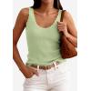 image:imagePRETTYGARDEN Womens Summer Sleeveless Tank Tops 2026 V Neck Ruffle Lightweight Ribbed Knit Shirt Casual Going Out TopLight Green