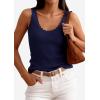 image:imagePRETTYGARDEN Womens Summer Sleeveless Tank Tops 2026 V Neck Ruffle Lightweight Ribbed Knit Shirt Casual Going Out TopNavy