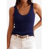 image:imagePRETTYGARDEN Womens Summer Sleeveless Tank Tops 2026 V Neck Ruffle Lightweight Ribbed Knit Shirt Casual Going Out TopNavy
