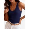 image:imagePRETTYGARDEN Womens Summer Sleeveless Tank Tops 2026 V Neck Ruffle Lightweight Ribbed Knit Shirt Casual Going Out TopNavy