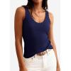 image:imagePRETTYGARDEN Womens Summer Sleeveless Tank Tops 2026 V Neck Ruffle Lightweight Ribbed Knit Shirt Casual Going Out TopNavy