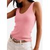 image:imagePRETTYGARDEN Womens Summer Sleeveless Tank Tops 2026 V Neck Ruffle Lightweight Ribbed Knit Shirt Casual Going Out TopPink