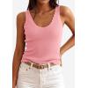 image:imagePRETTYGARDEN Womens Summer Sleeveless Tank Tops 2026 V Neck Ruffle Lightweight Ribbed Knit Shirt Casual Going Out TopPink