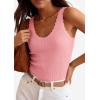image:imagePRETTYGARDEN Womens Summer Sleeveless Tank Tops 2026 V Neck Ruffle Lightweight Ribbed Knit Shirt Casual Going Out TopPink