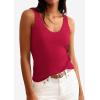 image:imagePRETTYGARDEN Womens Summer Sleeveless Tank Tops 2026 V Neck Ruffle Lightweight Ribbed Knit Shirt Casual Going Out TopRed