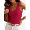 image:imagePRETTYGARDEN Womens Summer Sleeveless Tank Tops 2026 V Neck Ruffle Lightweight Ribbed Knit Shirt Casual Going Out TopRed