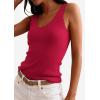 image:imagePRETTYGARDEN Womens Summer Sleeveless Tank Tops 2026 V Neck Ruffle Lightweight Ribbed Knit Shirt Casual Going Out TopRed
