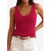 image:imagePRETTYGARDEN Womens Summer Sleeveless Tank Tops 2026 V Neck Ruffle Lightweight Ribbed Knit Shirt Casual Going Out TopRed