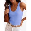 image:imagePRETTYGARDEN Womens Summer Sleeveless Tank Tops 2026 V Neck Ruffle Lightweight Ribbed Knit Shirt Casual Going Out TopSky Blue