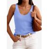 image:imagePRETTYGARDEN Womens Summer Sleeveless Tank Tops 2026 V Neck Ruffle Lightweight Ribbed Knit Shirt Casual Going Out TopSky Blue