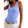 image:imagePRETTYGARDEN Womens Summer Sleeveless Tank Tops 2026 V Neck Ruffle Lightweight Ribbed Knit Shirt Casual Going Out TopSky Blue