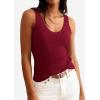 image:imagePRETTYGARDEN Womens Summer Sleeveless Tank Tops 2026 V Neck Ruffle Lightweight Ribbed Knit Shirt Casual Going Out TopWine Red