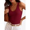 image:imagePRETTYGARDEN Womens Summer Sleeveless Tank Tops 2026 V Neck Ruffle Lightweight Ribbed Knit Shirt Casual Going Out TopWine Red