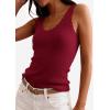 image:imagePRETTYGARDEN Womens Summer Sleeveless Tank Tops 2026 V Neck Ruffle Lightweight Ribbed Knit Shirt Casual Going Out TopWine Red
