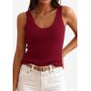 image:imagePRETTYGARDEN Womens Summer Sleeveless Tank Tops 2026 V Neck Ruffle Lightweight Ribbed Knit Shirt Casual Going Out TopWine Red