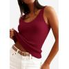 image:imagePRETTYGARDEN Womens Summer Sleeveless Tank Tops 2026 V Neck Ruffle Lightweight Ribbed Knit Shirt Casual Going Out TopWine Red