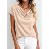 image:imagePRETTYGARDEN Womens Tops Dressy Casual Clothing 2026 Summer Cowl Neck Short Sleeve Blouses Spring Business Work Office ShirtsApricot