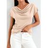 image:imagePRETTYGARDEN Womens Tops Dressy Casual Clothing 2026 Summer Cowl Neck Short Sleeve Blouses Spring Business Work Office ShirtsApricot