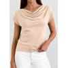 image:imagePRETTYGARDEN Womens Tops Dressy Casual Clothing 2026 Summer Cowl Neck Short Sleeve Blouses Spring Business Work Office ShirtsApricot