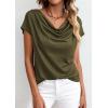 image:imagePRETTYGARDEN Womens Tops Dressy Casual Clothing 2026 Summer Cowl Neck Short Sleeve Blouses Spring Business Work Office ShirtsArmy Green