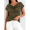 image:imagePRETTYGARDEN Womens Tops Dressy Casual Clothing 2026 Summer Cowl Neck Short Sleeve Blouses Spring Business Work Office ShirtsArmy Green