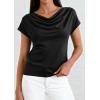 image:imagePRETTYGARDEN Womens Tops Dressy Casual Clothing 2026 Summer Cowl Neck Short Sleeve Blouses Spring Business Work Office ShirtsBlack