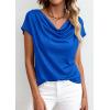 image:imagePRETTYGARDEN Womens Tops Dressy Casual Clothing 2026 Summer Cowl Neck Short Sleeve Blouses Spring Business Work Office ShirtsBlue