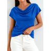 image:imagePRETTYGARDEN Womens Tops Dressy Casual Clothing 2026 Summer Cowl Neck Short Sleeve Blouses Spring Business Work Office ShirtsBlue