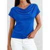 image:imagePRETTYGARDEN Womens Tops Dressy Casual Clothing 2026 Summer Cowl Neck Short Sleeve Blouses Spring Business Work Office ShirtsBlue