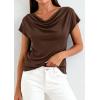 image:imagePRETTYGARDEN Womens Tops Dressy Casual Clothing 2026 Summer Cowl Neck Short Sleeve Blouses Spring Business Work Office ShirtsBrown
