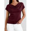 image:imagePRETTYGARDEN Womens Tops Dressy Casual Clothing 2026 Summer Cowl Neck Short Sleeve Blouses Spring Business Work Office ShirtsBurgundy