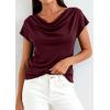 image:imagePRETTYGARDEN Womens Tops Dressy Casual Clothing 2026 Summer Cowl Neck Short Sleeve Blouses Spring Business Work Office ShirtsBurgundy
