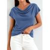image:imagePRETTYGARDEN Womens Tops Dressy Casual Clothing 2026 Summer Cowl Neck Short Sleeve Blouses Spring Business Work Office ShirtsDark Blue