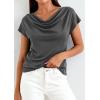 image:imagePRETTYGARDEN Womens Tops Dressy Casual Clothing 2026 Summer Cowl Neck Short Sleeve Blouses Spring Business Work Office ShirtsDark Grey