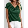 image:imagePRETTYGARDEN Womens Tops Dressy Casual Clothing 2026 Summer Cowl Neck Short Sleeve Blouses Spring Business Work Office ShirtsGreen