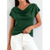 image:imagePRETTYGARDEN Womens Tops Dressy Casual Clothing 2026 Summer Cowl Neck Short Sleeve Blouses Spring Business Work Office ShirtsGreen