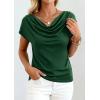 image:imagePRETTYGARDEN Womens Tops Dressy Casual Clothing 2026 Summer Cowl Neck Short Sleeve Blouses Spring Business Work Office ShirtsGreen