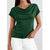 image:imagePRETTYGARDEN Womens Tops Dressy Casual Clothing 2026 Summer Cowl Neck Short Sleeve Blouses Spring Business Work Office ShirtsGreen