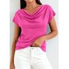 image:imagePRETTYGARDEN Womens Tops Dressy Casual Clothing 2026 Summer Cowl Neck Short Sleeve Blouses Spring Business Work Office ShirtsHot Pink