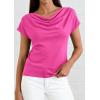 image:imagePRETTYGARDEN Womens Tops Dressy Casual Clothing 2026 Summer Cowl Neck Short Sleeve Blouses Spring Business Work Office ShirtsHot Pink