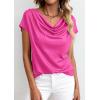 image:imagePRETTYGARDEN Womens Tops Dressy Casual Clothing 2026 Summer Cowl Neck Short Sleeve Blouses Spring Business Work Office ShirtsHot Pink