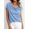 image:imagePRETTYGARDEN Womens Tops Dressy Casual Clothing 2026 Summer Cowl Neck Short Sleeve Blouses Spring Business Work Office ShirtsLight Blue
