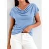 image:imagePRETTYGARDEN Womens Tops Dressy Casual Clothing 2026 Summer Cowl Neck Short Sleeve Blouses Spring Business Work Office ShirtsLight Blue